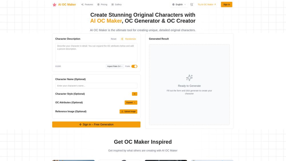 Screenshot of AI OC Maker