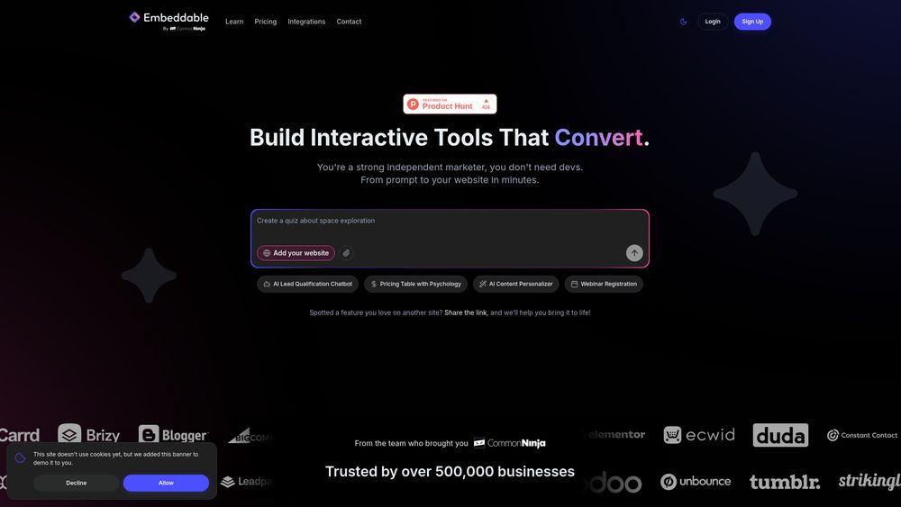 Screenshot of Embeddable