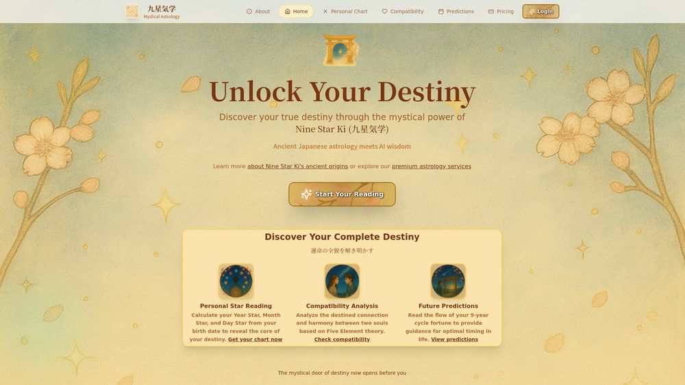Screenshot of Nine Star Ki Mystical Astrology