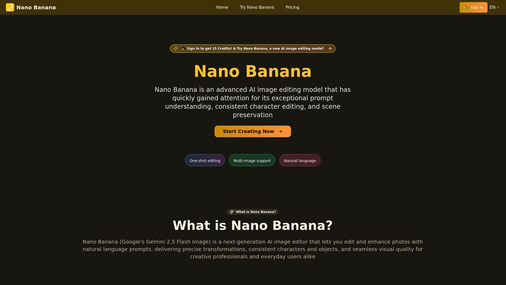 Screenshot of Nano Banana: Free Online Nano Banana AI Image Editor