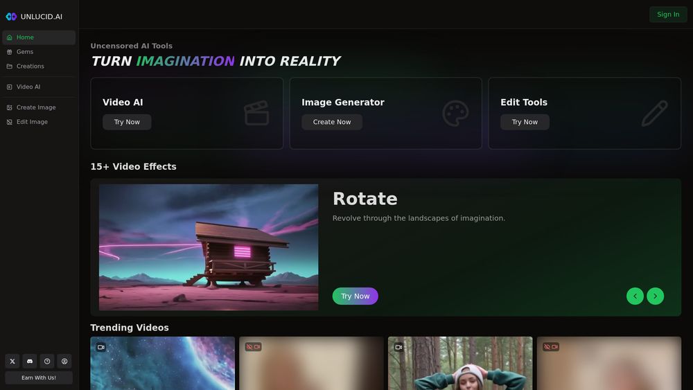 Screenshot of Unlucid AI