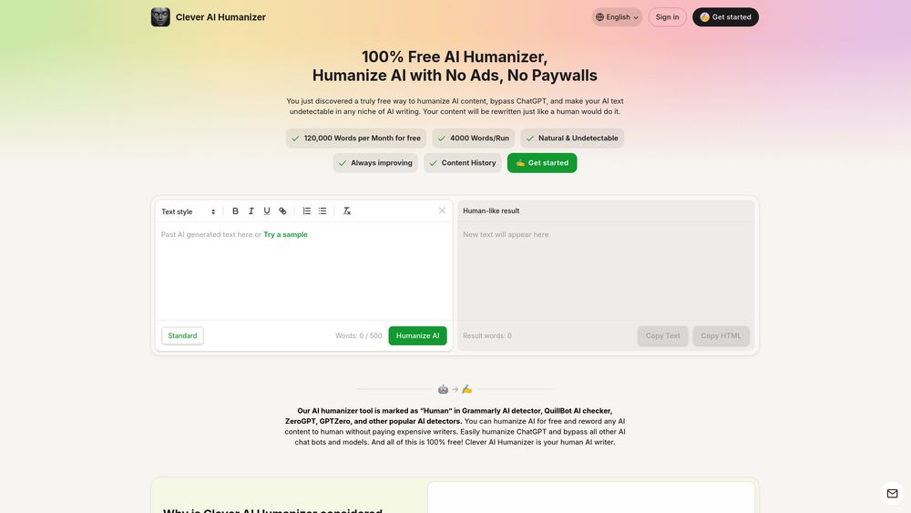 Screenshot of Clever AI Humanizer