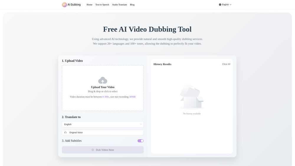 Screenshot of AI Dubbing