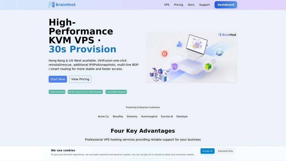 Screenshot of BrainHost