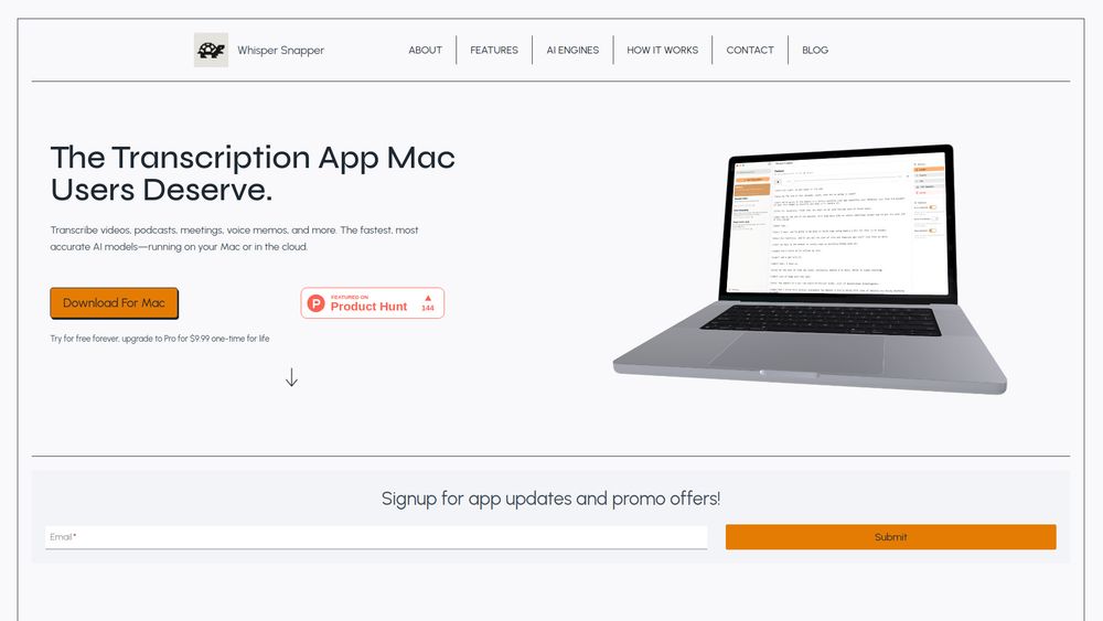 Screenshot of Whisper Snapper for Mac