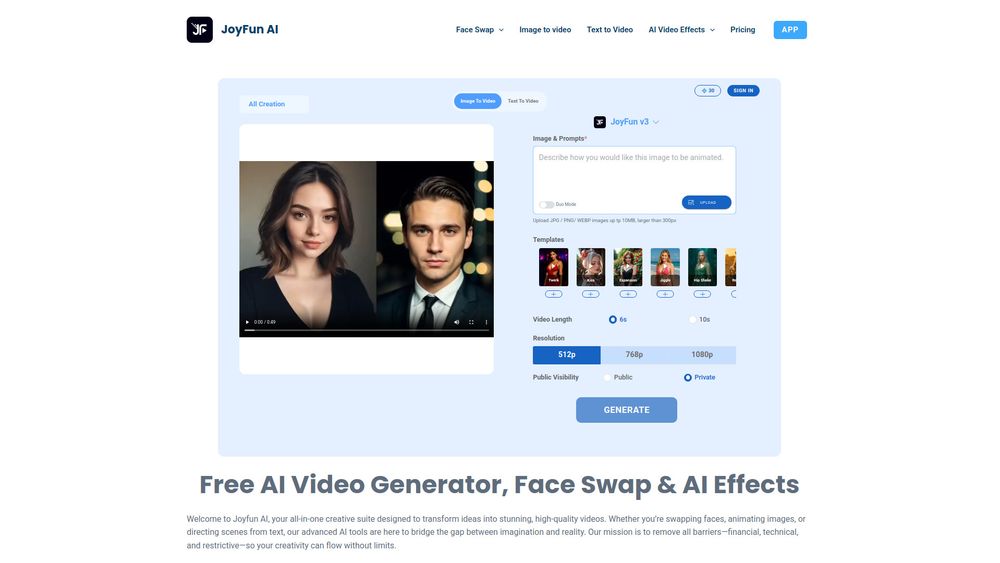 Screenshot of JoyFun AI