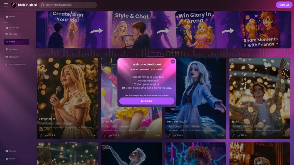 Screenshot of IdolCrush.ai
