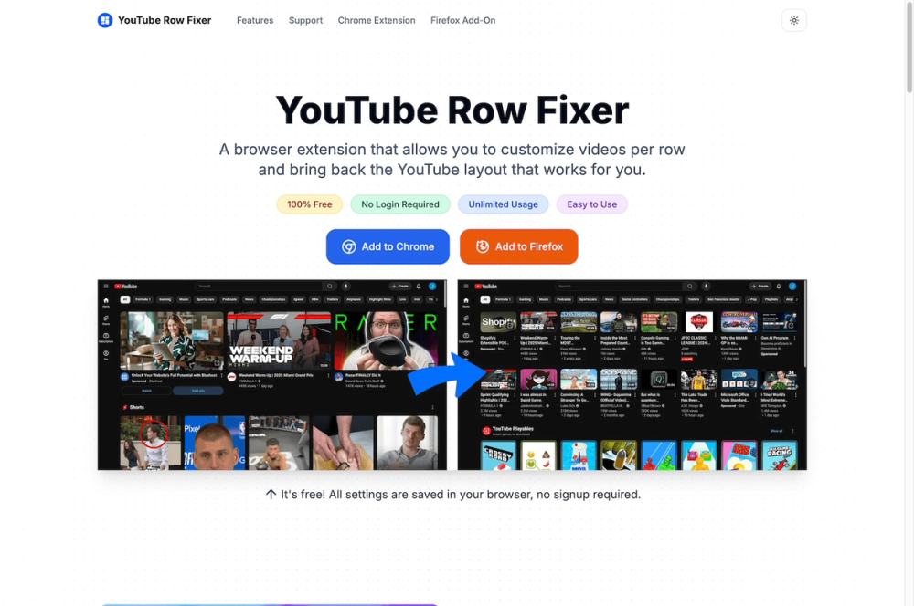 image of YouTube Row Fixer