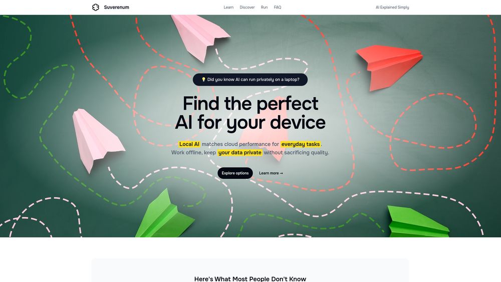 Screenshot of Find local AI in 10 secs with Suverenum