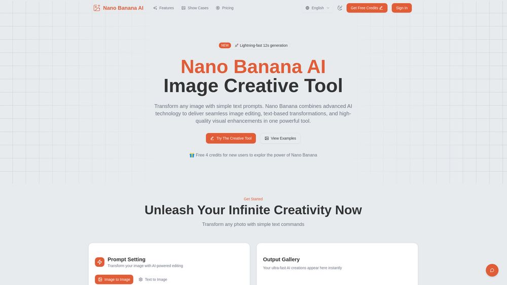 Screenshot of Nano Banana AI - Powerful and Revolutionary AI Image Generator & Editor