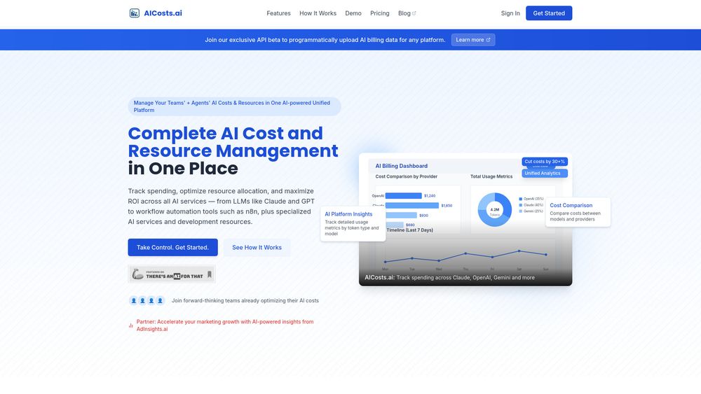 Screenshot of AICosts.ai