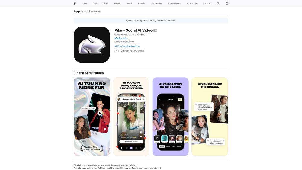 Screenshot of Pika - Social AI Video