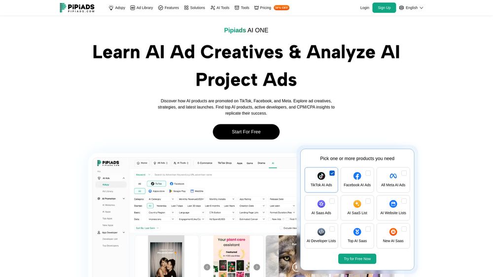 Screenshot of AI Ad Library: For finding ai ad creatives