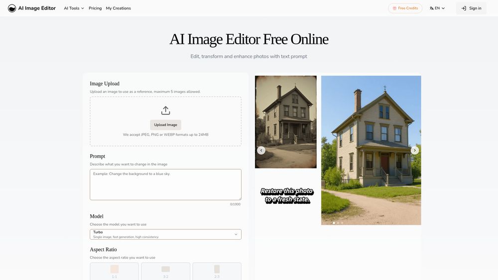 Screenshot of AI Image Editor-