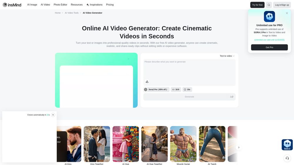 Screenshot of insMind AI Video Generator Screenshot of insMind AI Video Generator