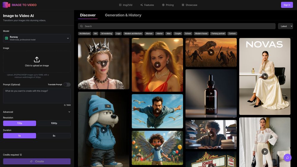 Screenshot of image to video ai-