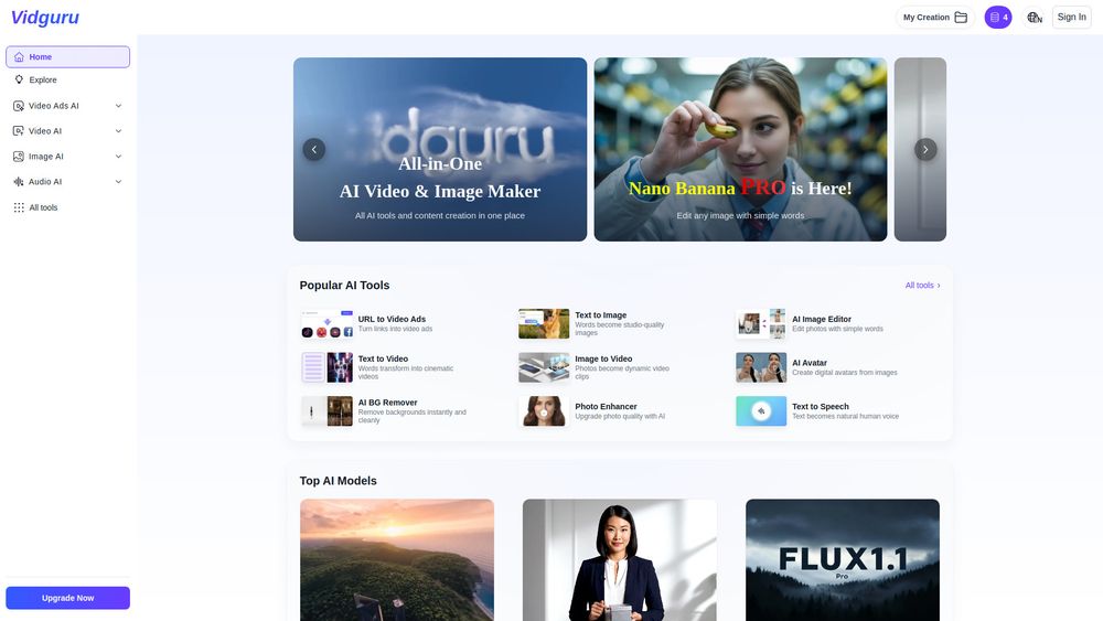 Screenshot of Vidguru - All-in-One AI Video & Image Maker Screenshot of Vidguru - All-in-One AI Video & Image Maker