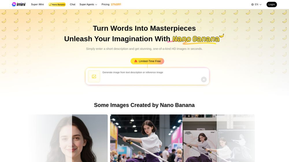 Screenshot of Nano Banana AI | Nano Banana the Best AI Image Generator
