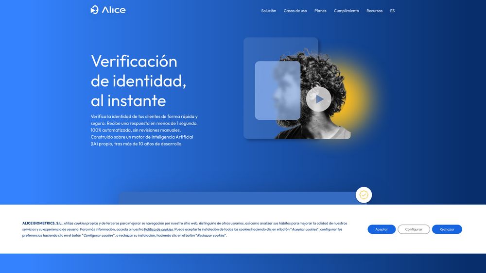Screenshot of Alice Biometrics