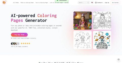 Screenshot of AI Coloring Page Generator
