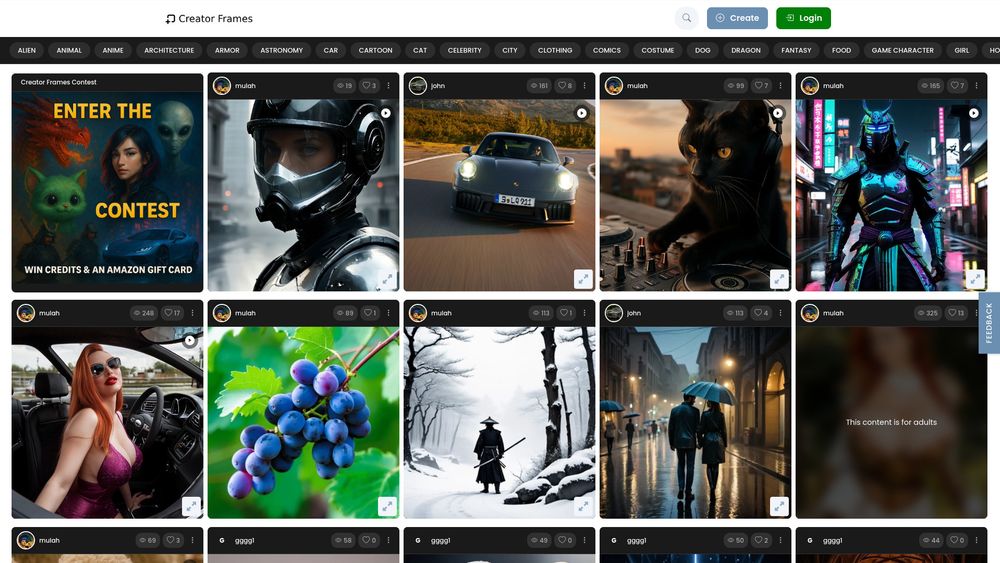 Screenshot of CreatorFrames.com