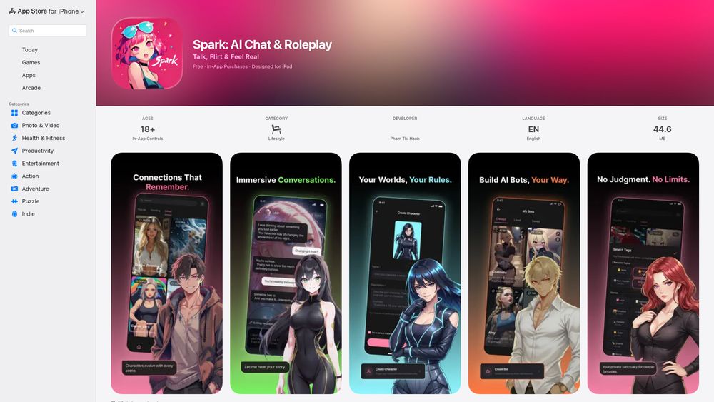 Screenshot of Spark AI: AI Chat & Roleplay App Screenshot of Spark AI: AI Chat & Roleplay App