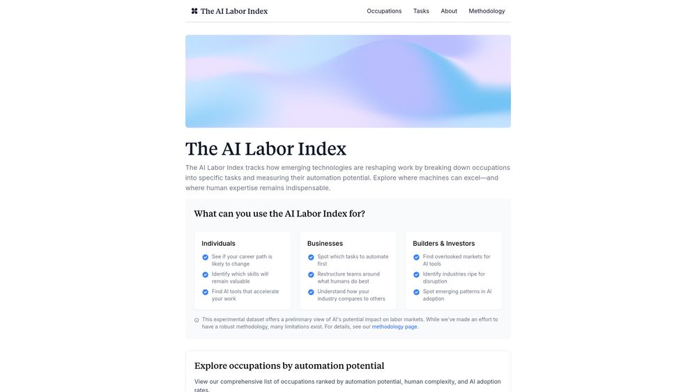 Screenshot of The AI Labor Index
