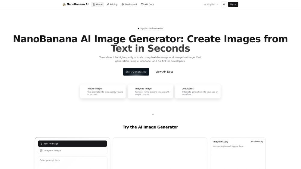 Screenshot of NanoBanana AI Image Generator