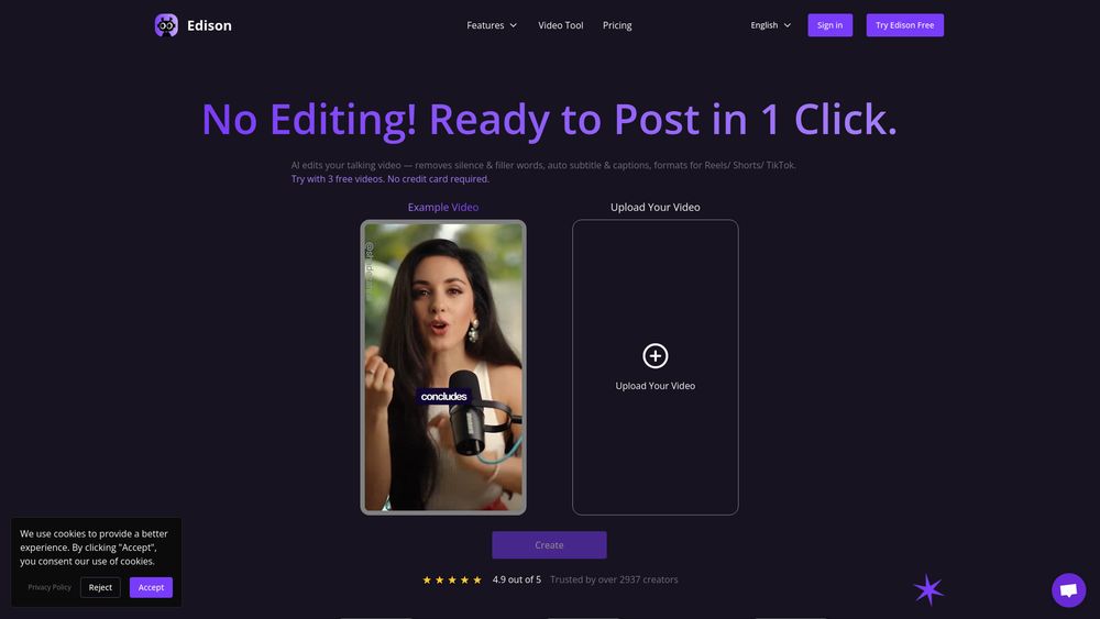 Screenshot of Edison: Say Goodbye to Video Editing