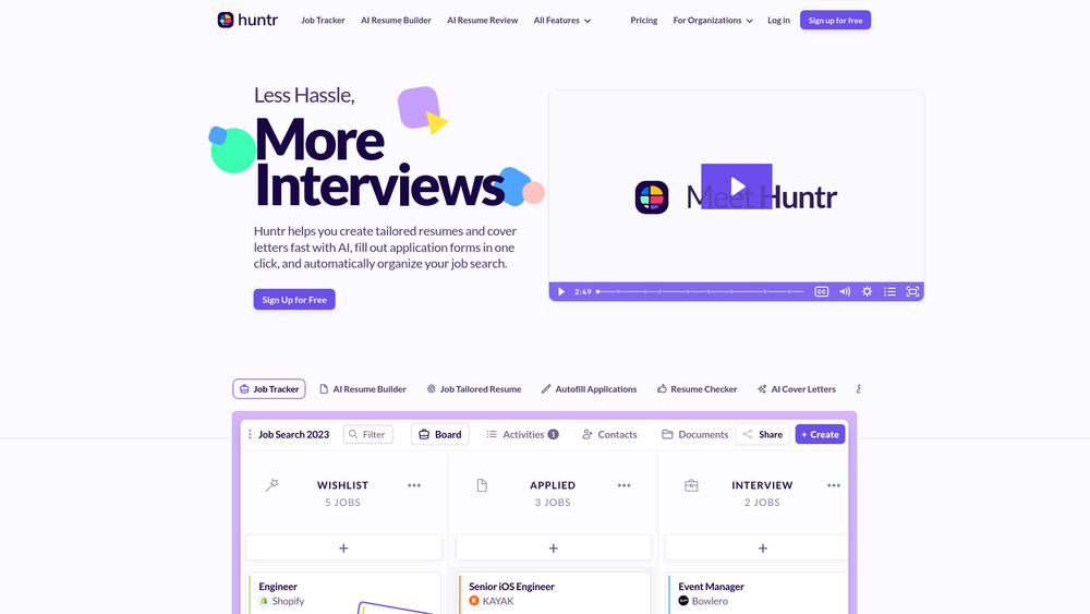 Screenshot of Huntr