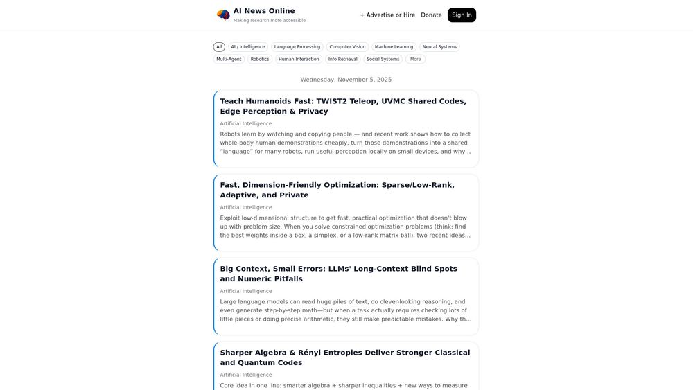 Screenshot of AI News Online Screenshot of AI News Online