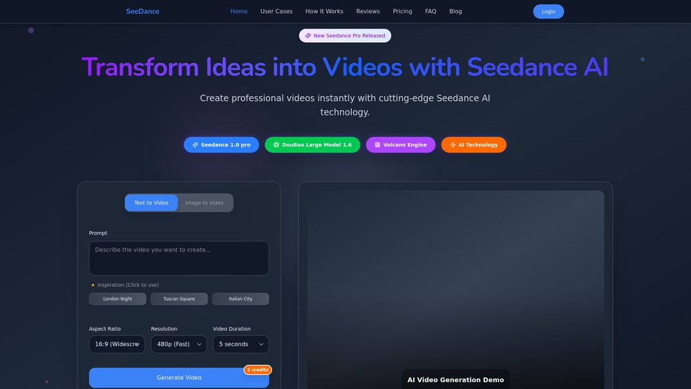 Screenshot of Seedance Pro