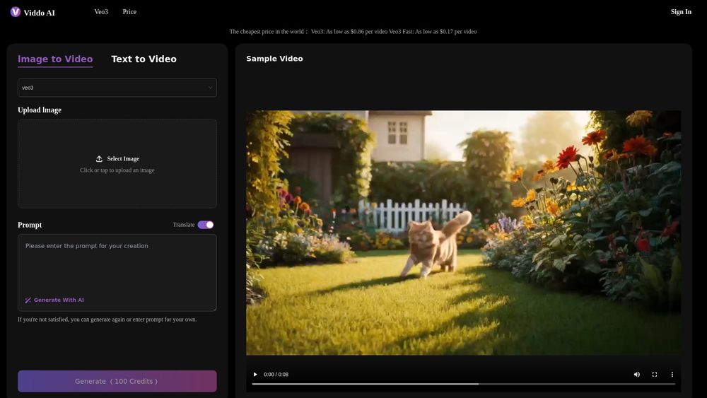 Screenshot of Viddo-Veo3 AI Video Generator