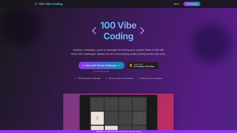 Screenshot of 100 Vibe Coding