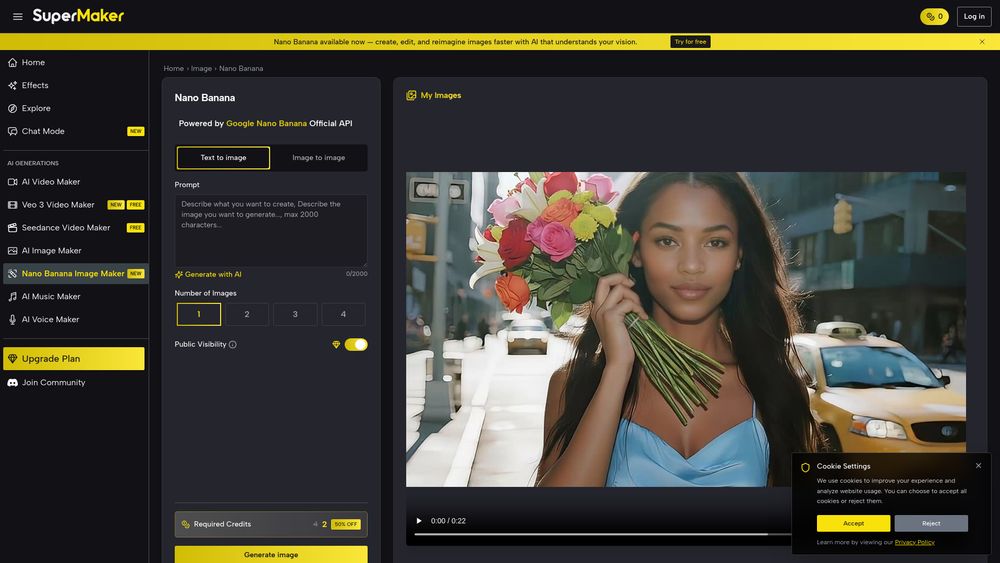 Screenshot of Nano Banana AI Image Generator & Editor