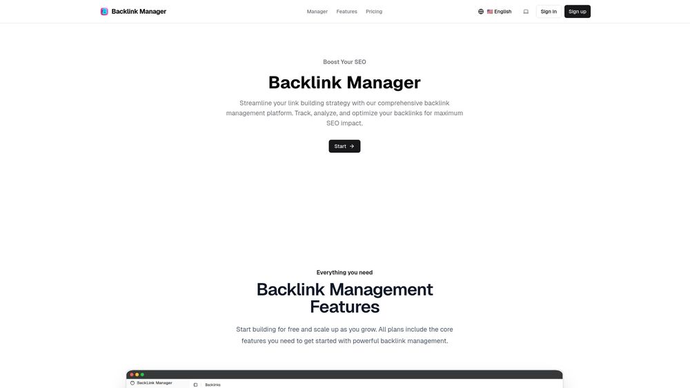 Screenshot of Backlink Manager