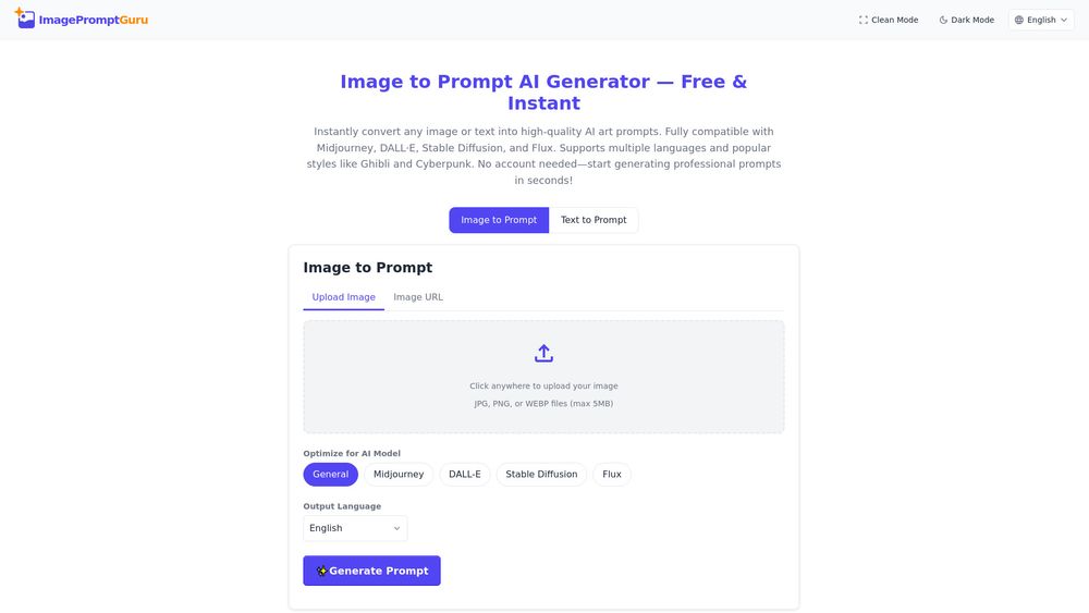 Screenshot of ImagePromptGuru.net