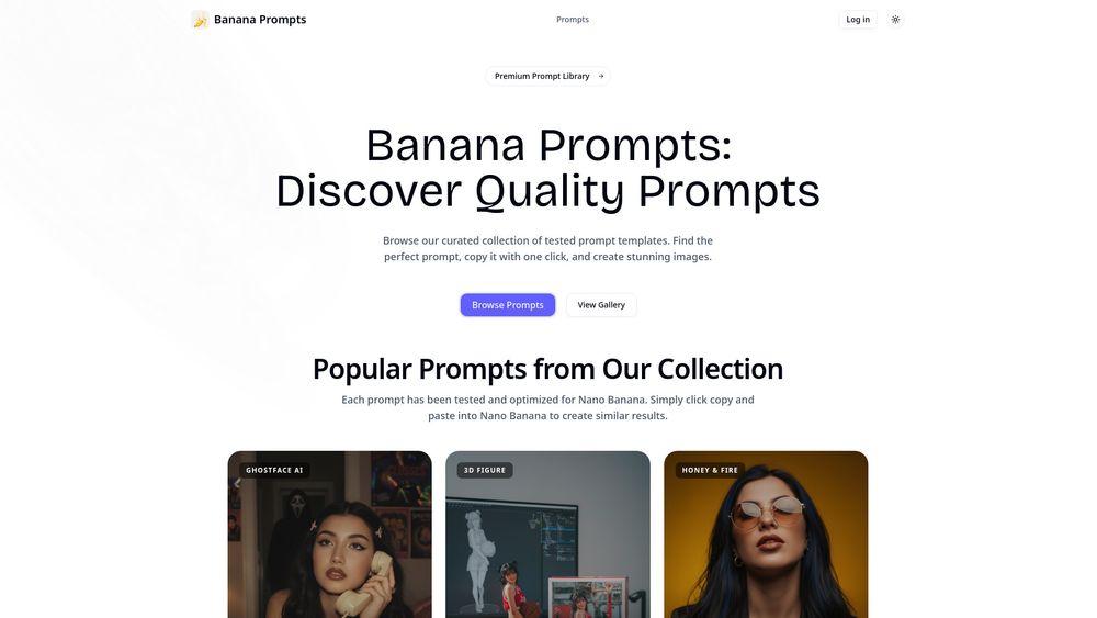 Screenshot of banana prompts