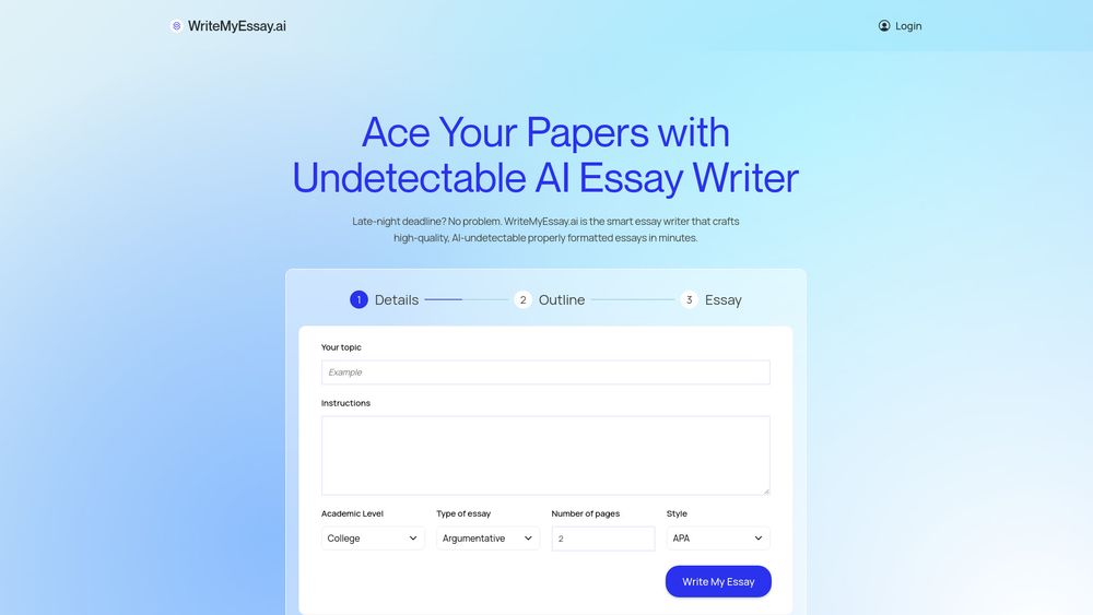 Screenshot of WriteMyEssay.ai