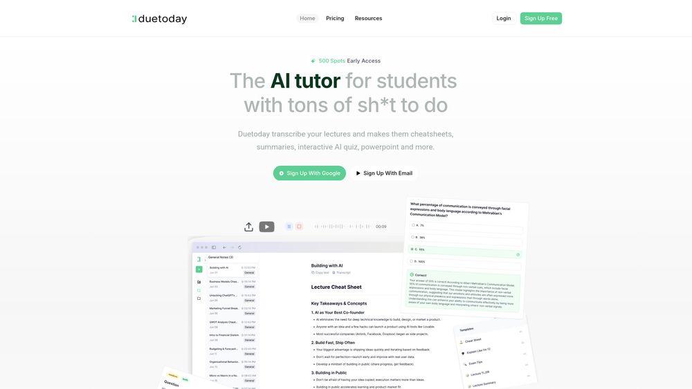 Screenshot of Duetoday