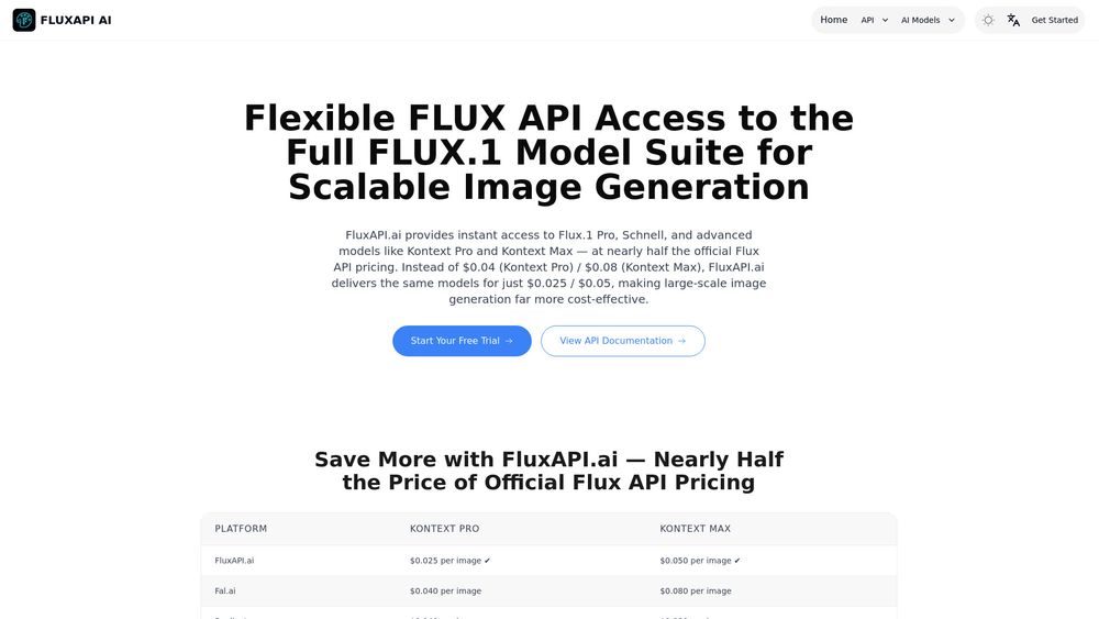 Screenshot of FluxAPI.ai: Affordable & Multi-Model FLUX.1 Image Generation API