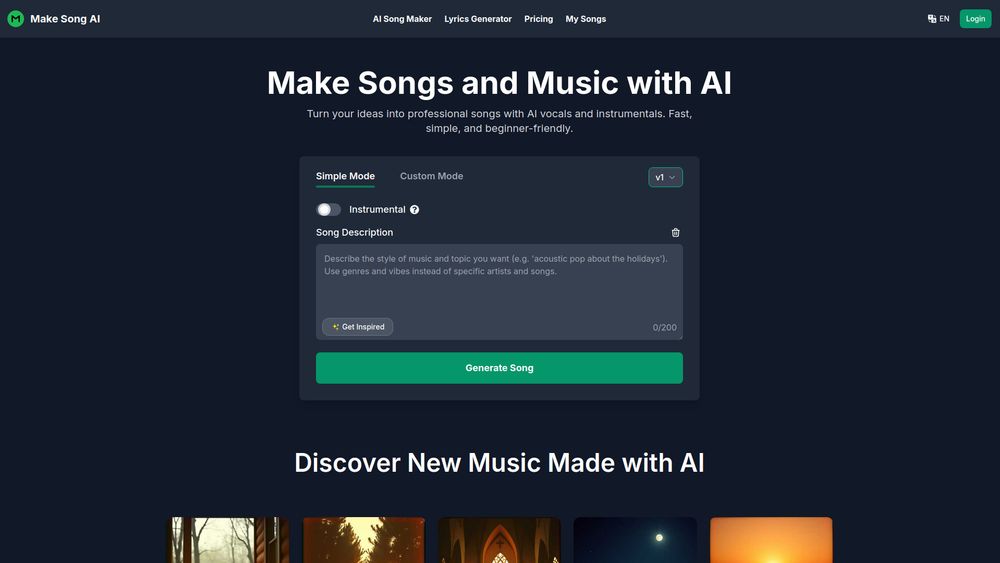 Screenshot of Make Song AI