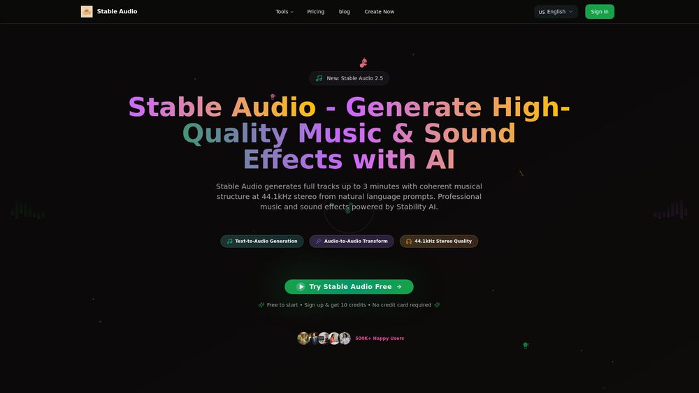 Screenshot of Stable Audio-