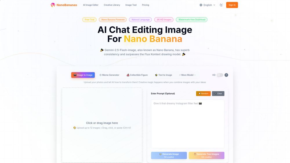 Screenshot of NanoBananas AI