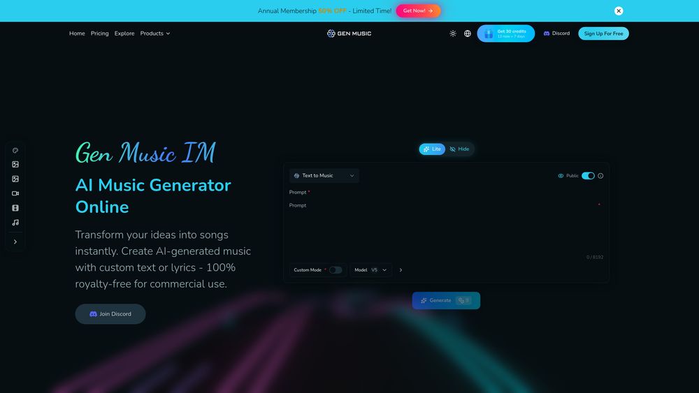Screenshot of GenMusic Immediately