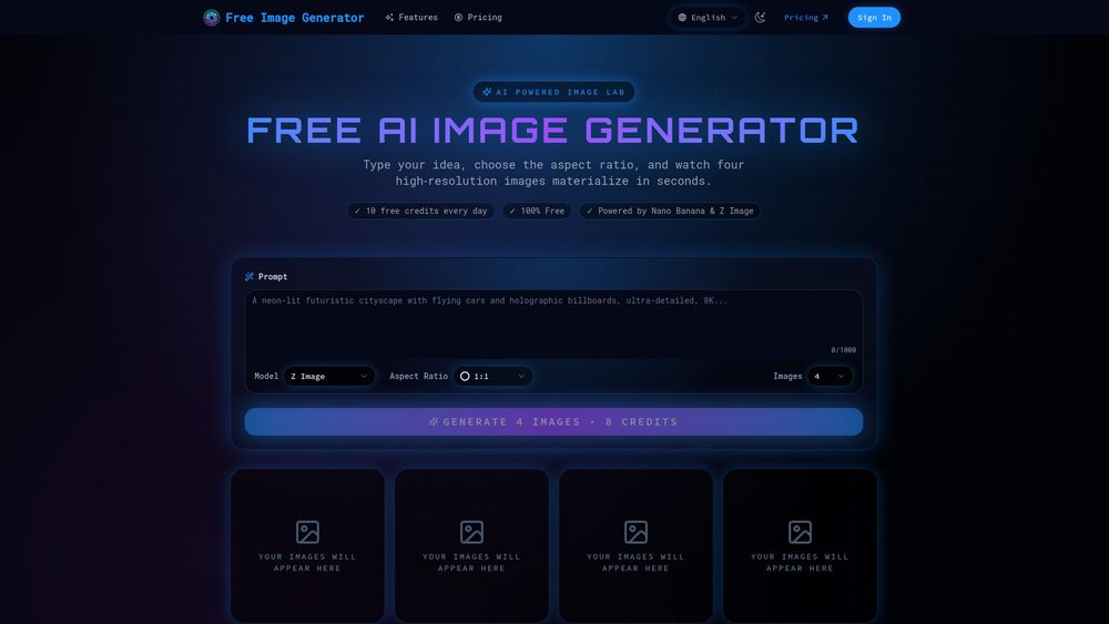 Screenshot of Free Image Generator
