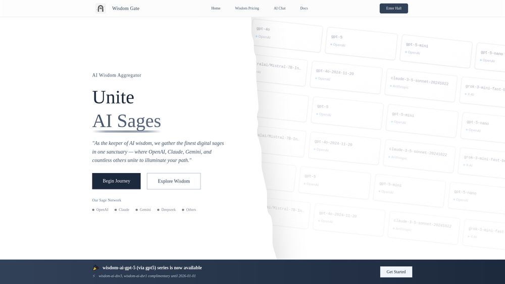 Screenshot of Wisdom Gate | AI API