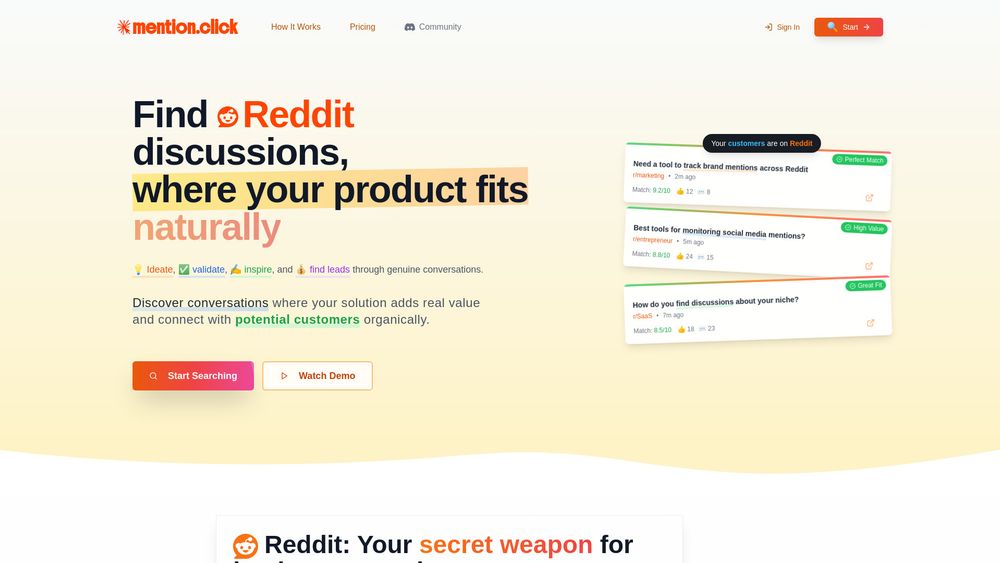 Screenshot of mention.click