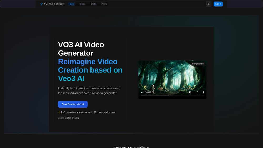 Screenshot of VO3 AI