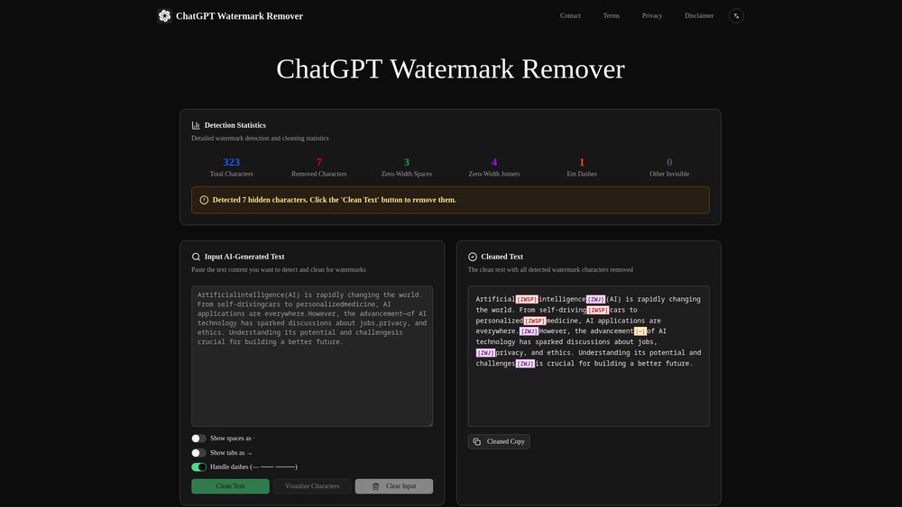 Screenshot of ChatGPT Watermark Remover
